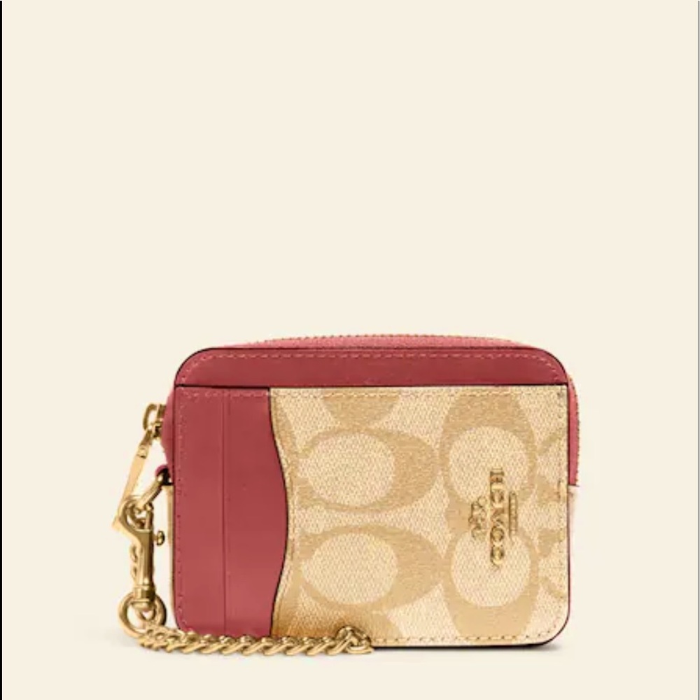 NEW AUTHENTIC COACH ZIP CARD CASE IN ORIGINAL COACH CANVAS tags attached